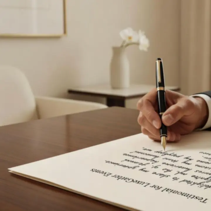 Dłoń zapisująca rekomendację po udanym wydarzeniu